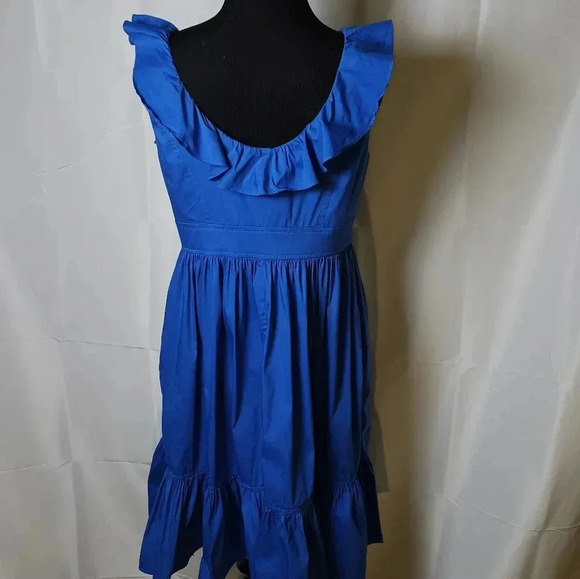 Maggy London Multi Tier Boho Blue Cottagecore‎ Ruffle Dress Sz 6 - Picture 3 of 10